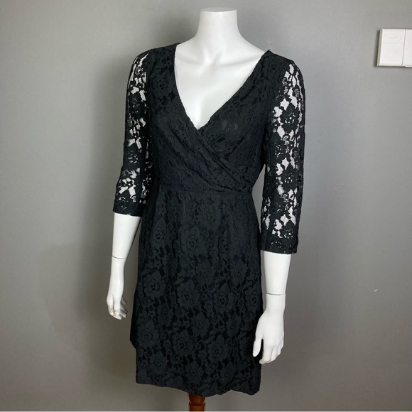 J. Crew Factory Dress size 4 lace faux wrap knee-length work event long sleeve - Picture 4 of 8